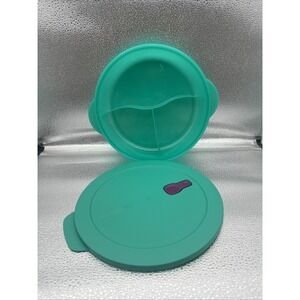 Tupperware Crystal Wave Plus LRG 10" Divided Dish w/Vented Lid Teal